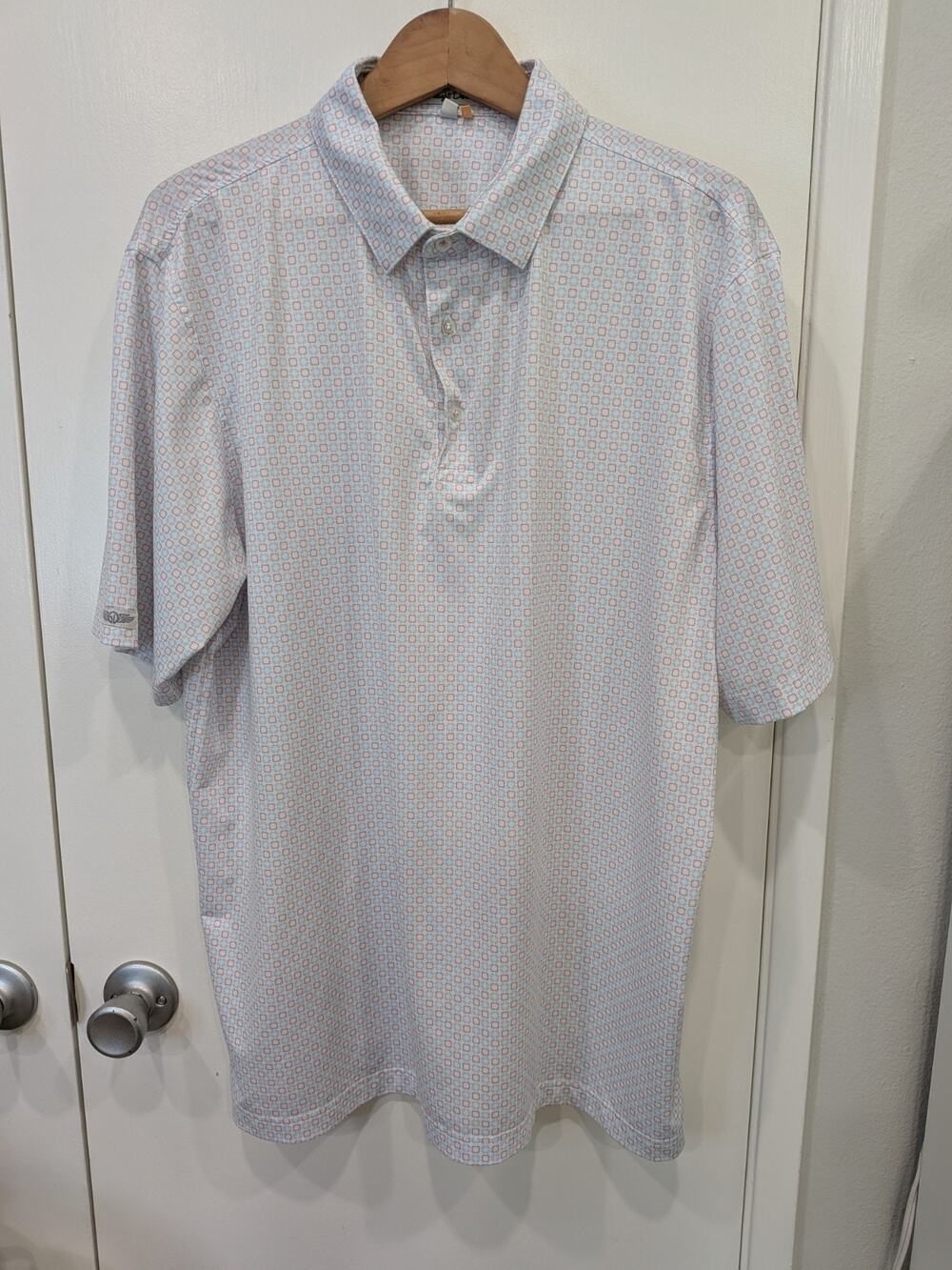 Straight Down Golf Polo Mens XL Geometric Performance Shirt Preppy Luxury UPF 50